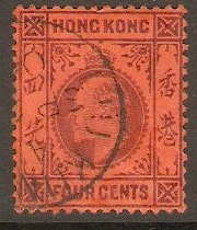 Hong Kong 1904 4c Purple on red. SG78.